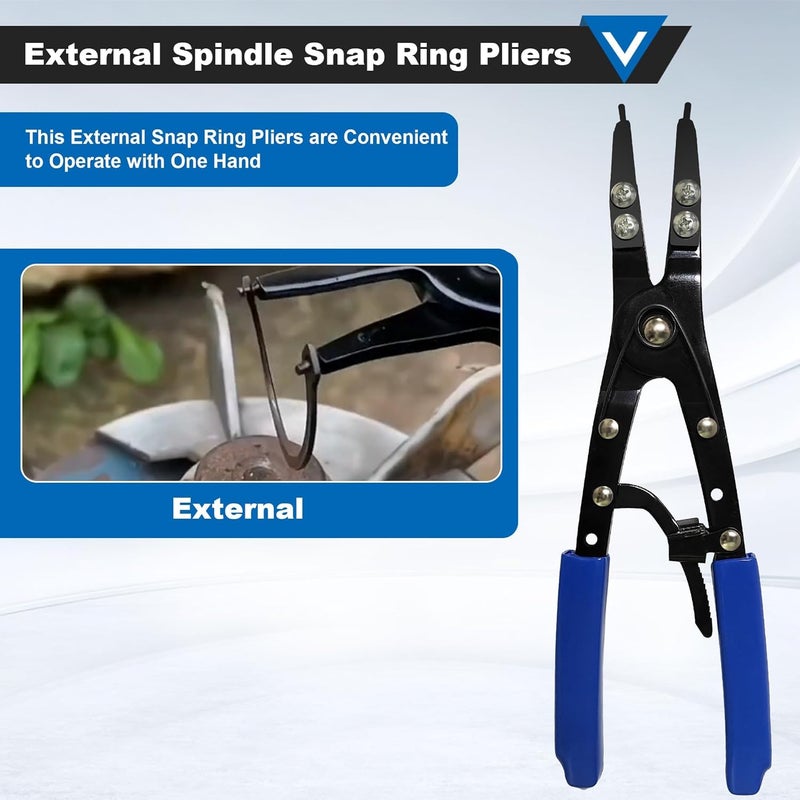 Popbee Spindle Snap Ring Pliers, External 38700 Plier Large Automotive Tool for Ford Super Duty Pickups 2007 and Newer Anti-slip Circlip Snap-ring Installation Removal Kit with Ratcheting Lock Mechanism - Image 4